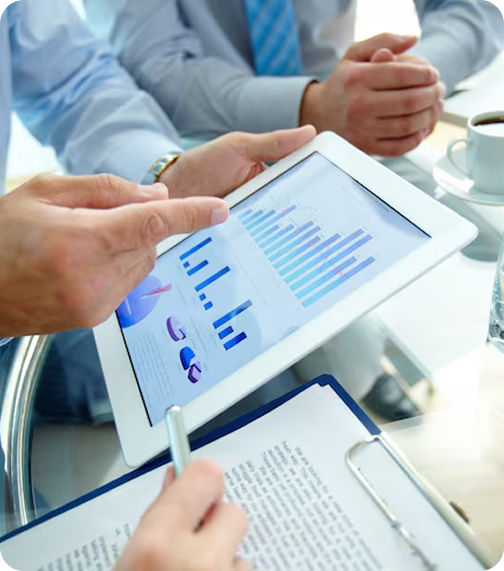 Business handshake and data analysis
